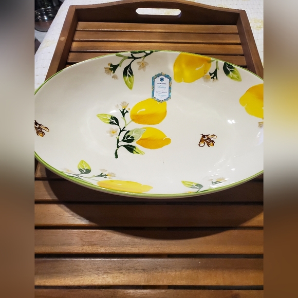 🍋 Lemon Papart Large Ceramic Oval Serving Bowl - Picture 2 of 4